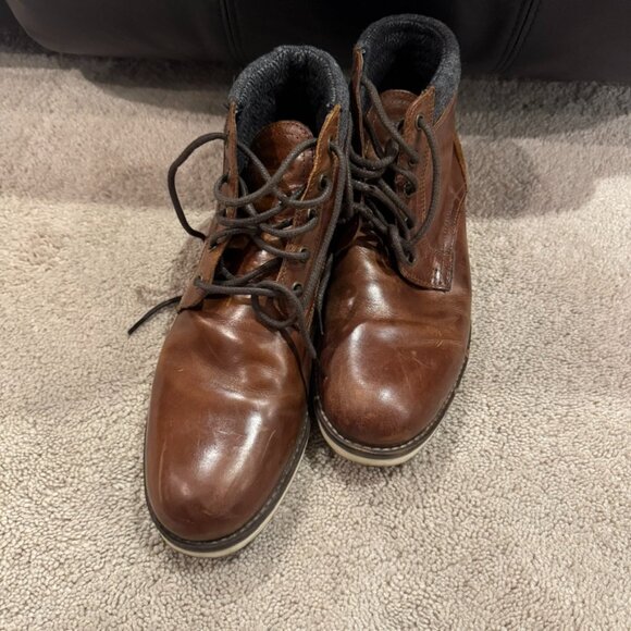 Crevo Chestnut Brown Dress Low Cut Lace Up Boots Leather Shoes Mens Size 9 - Picture 1 of 7